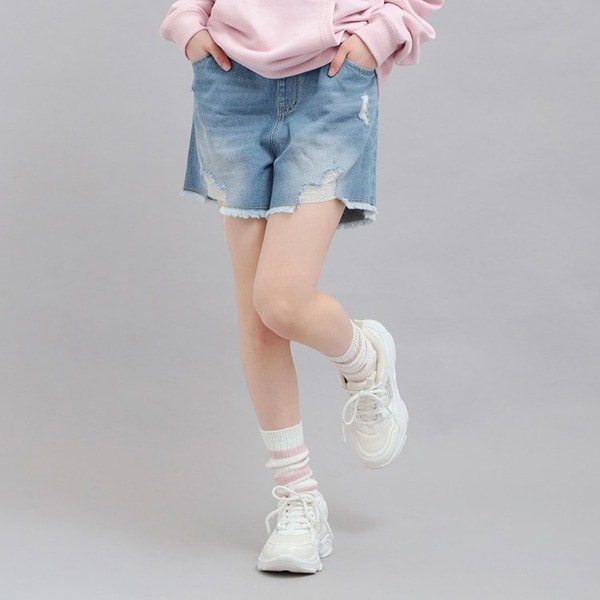 デニムツイルダメージショートパンツ