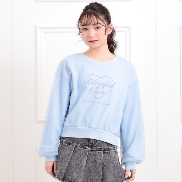 チュール重ねミニ裏毛トレーナー