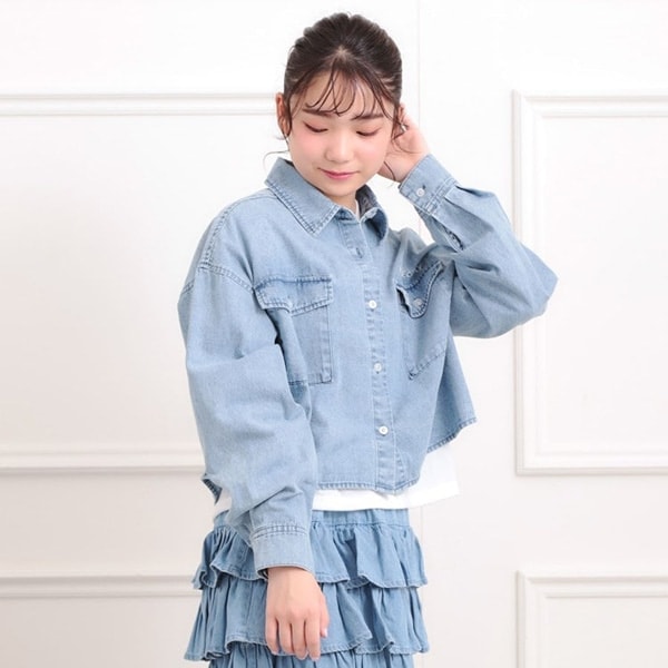 【セットアイテム】短丈デニムシャツ+ロンT