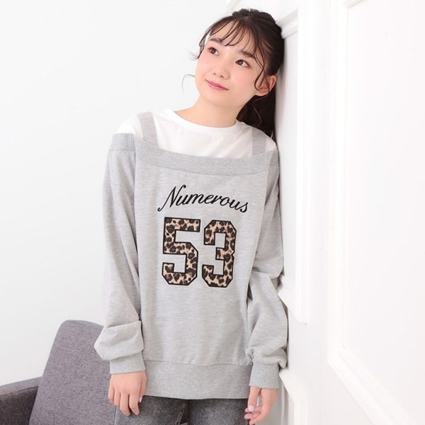 ナンバリングレイヤード風プルオーバー