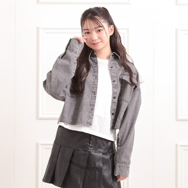 【セットアイテム】短丈デニムシャツ+ロンT