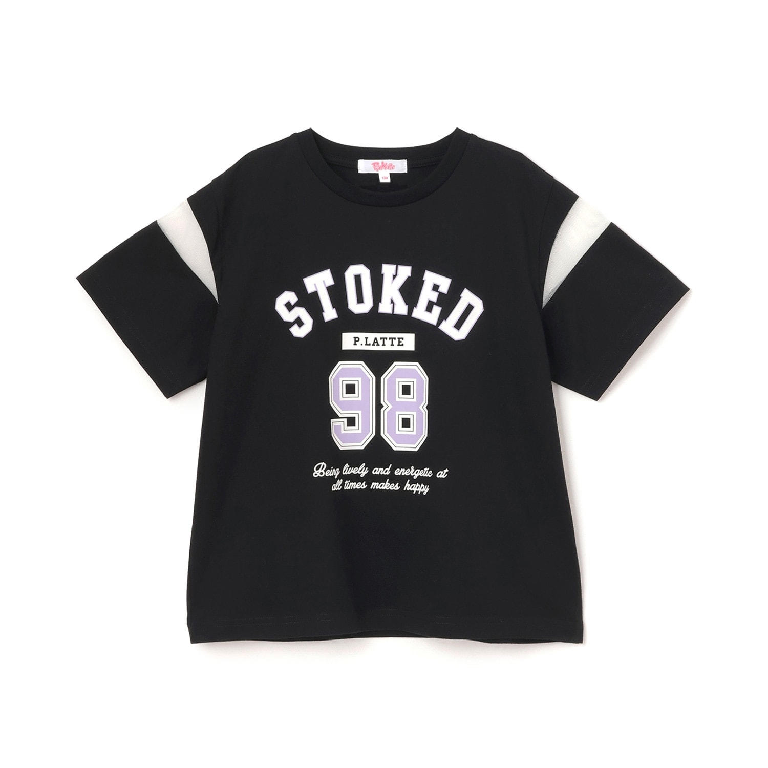 袖チュール切替ナンバリング半袖Tシャツ