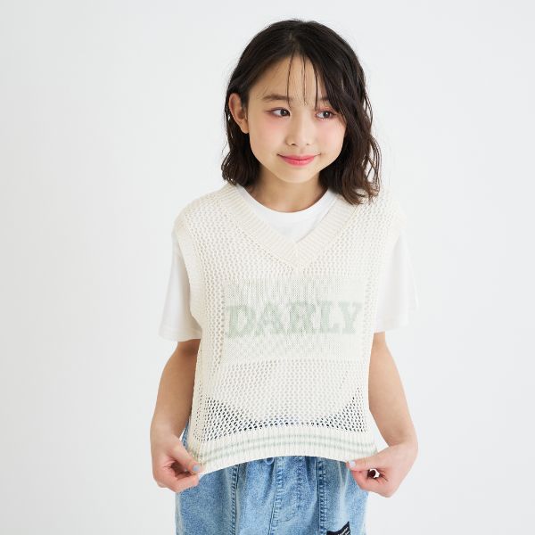 【洗える】メッシュニットベスト+半袖Tシャツ