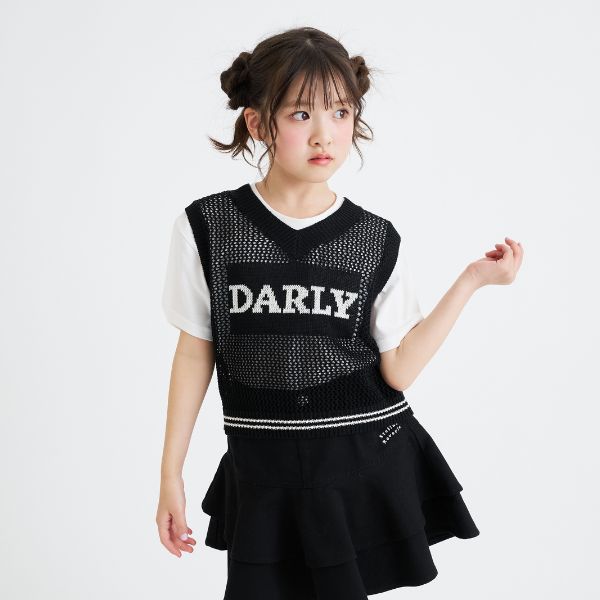 【洗える】メッシュニットベスト+半袖Tシャツ