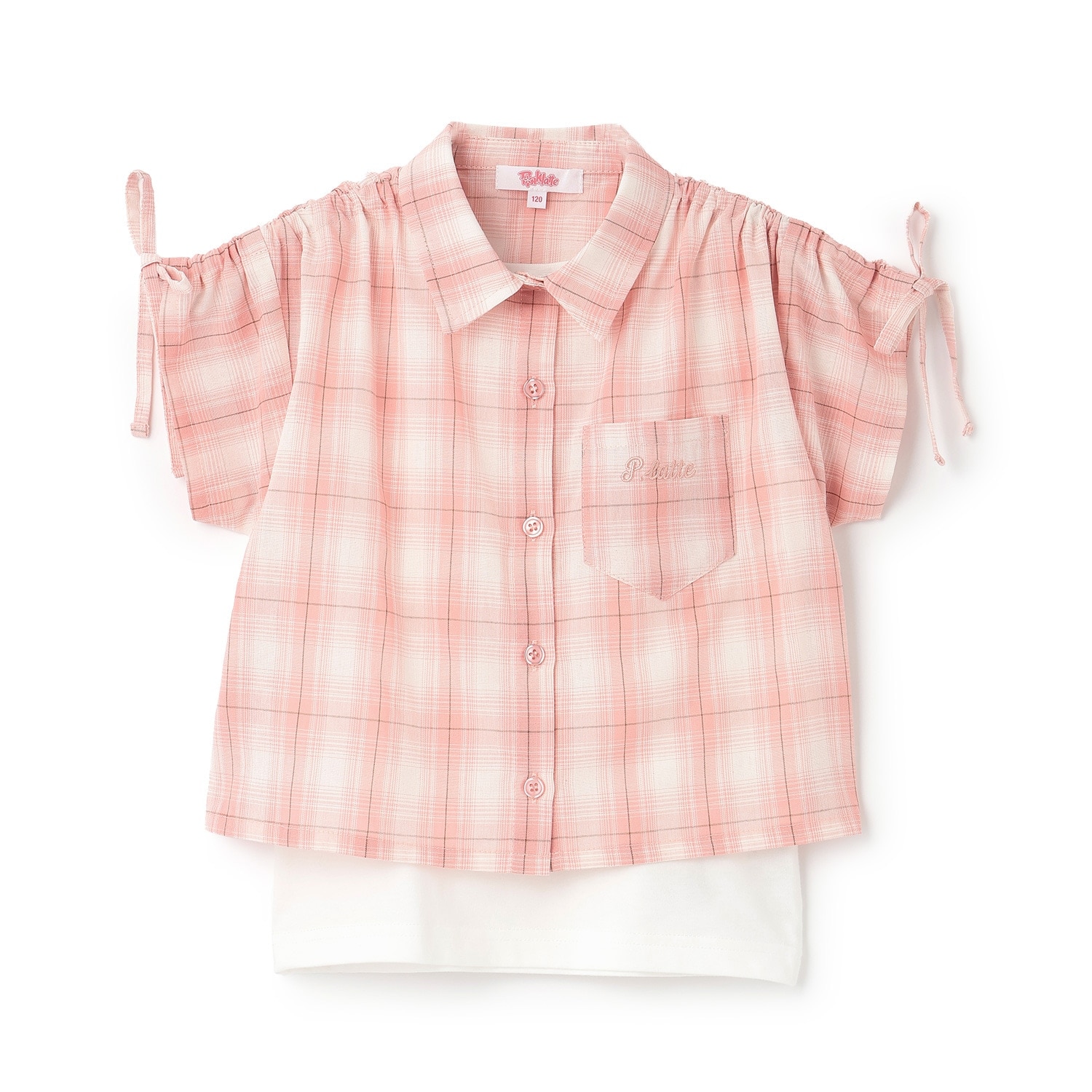 【3way】袖ドロストチェックシャツ＋タンクトップSET