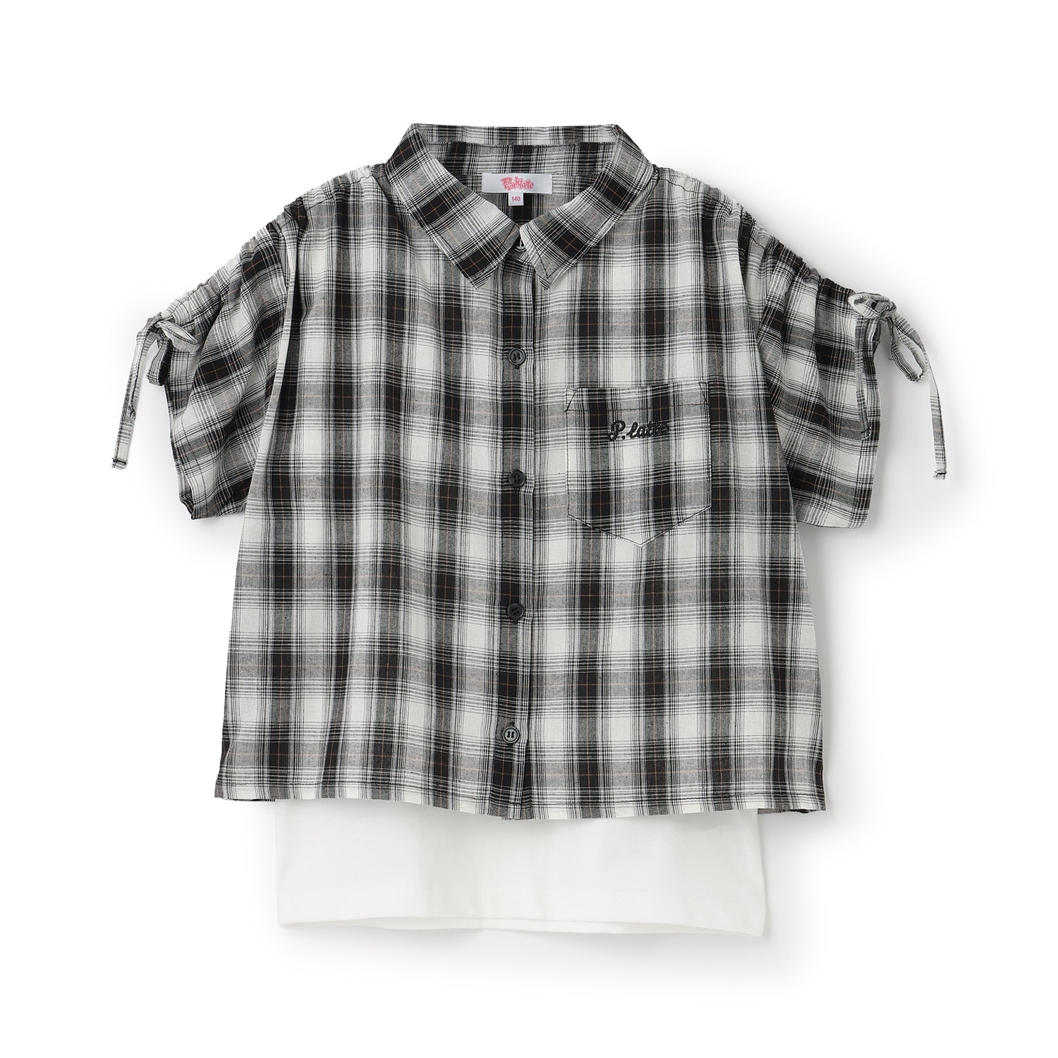 【3way】袖ドロストチェックシャツ＋タンクトップSET