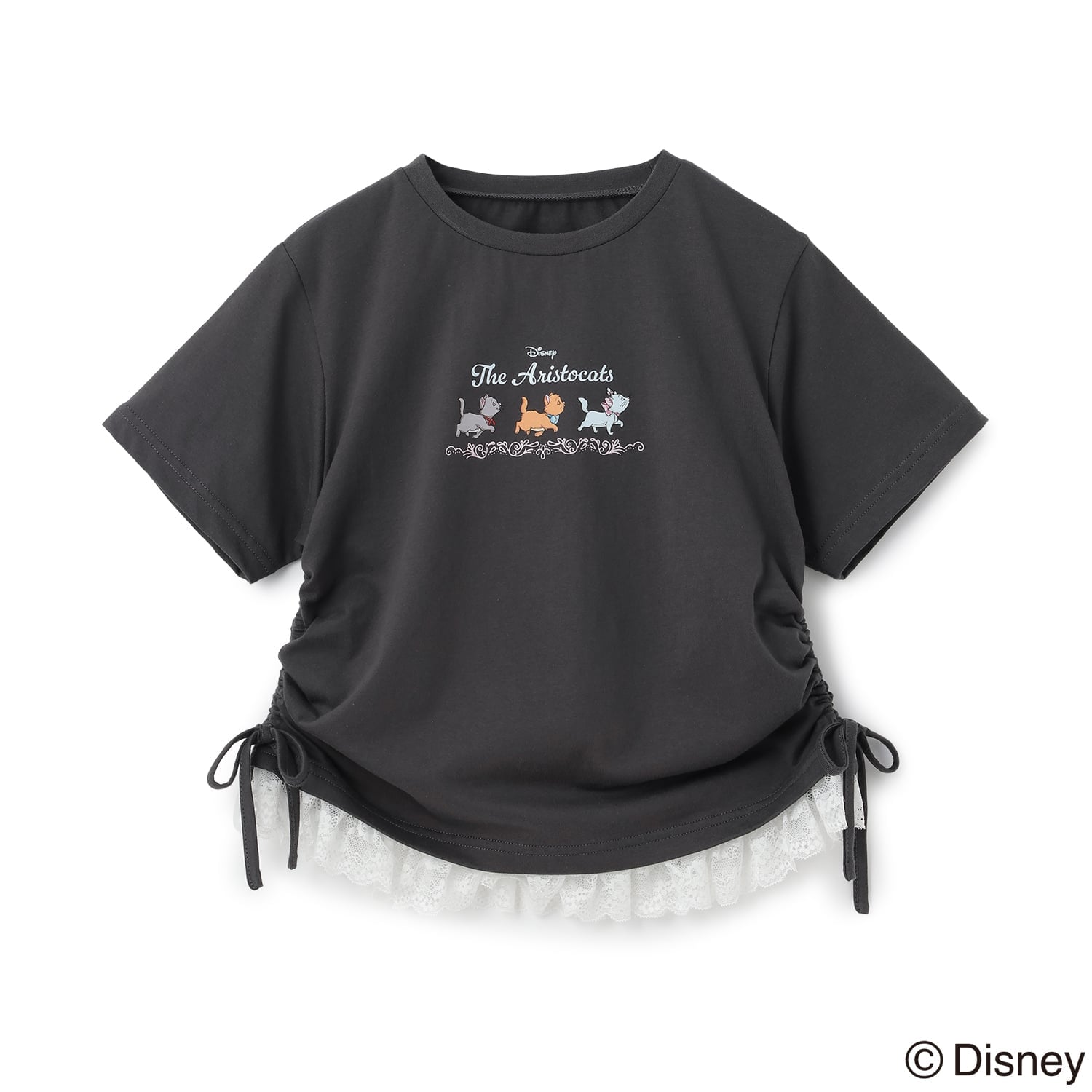 【おしゃれキャット】【綿100%】裾レース半袖トップス