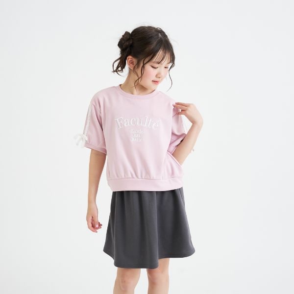 レースライン半袖ポンチトップス＋スカートSETUP