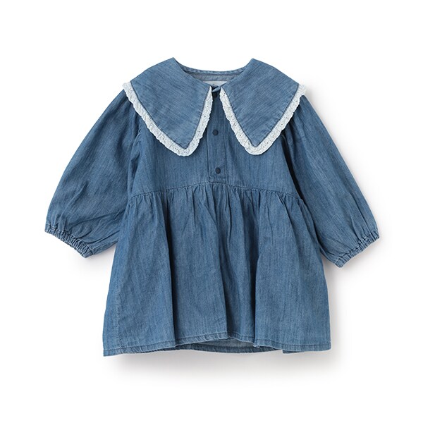 レア♫tibi フリルネイビーロングジャケット LaStella】フリルカラースカートロンパス(70cm 紺): ベビー