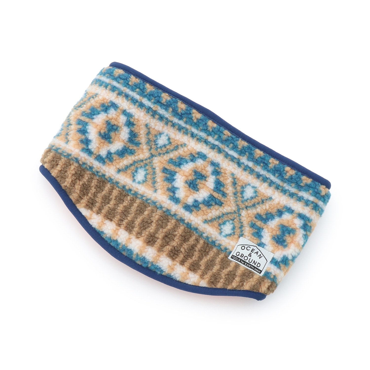 オーシャン＆グラウンド】ジャガードボアリバーシブルネックウォーマー