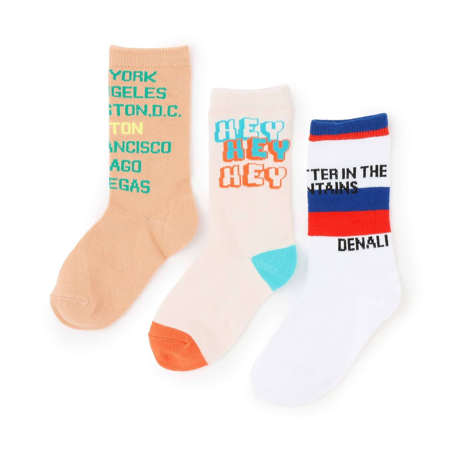 mikiページ オーシャン＆グラウンド】ロゴデザインクルーソックス3PSET(M(16-18cm