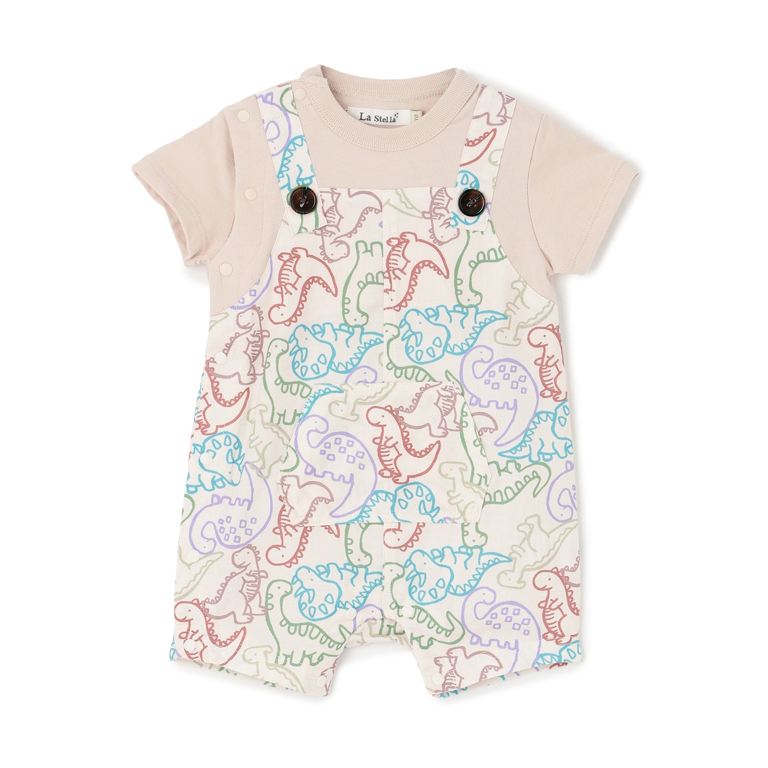 【NEBULA】恐竜柄サロペットレイヤードロンパス