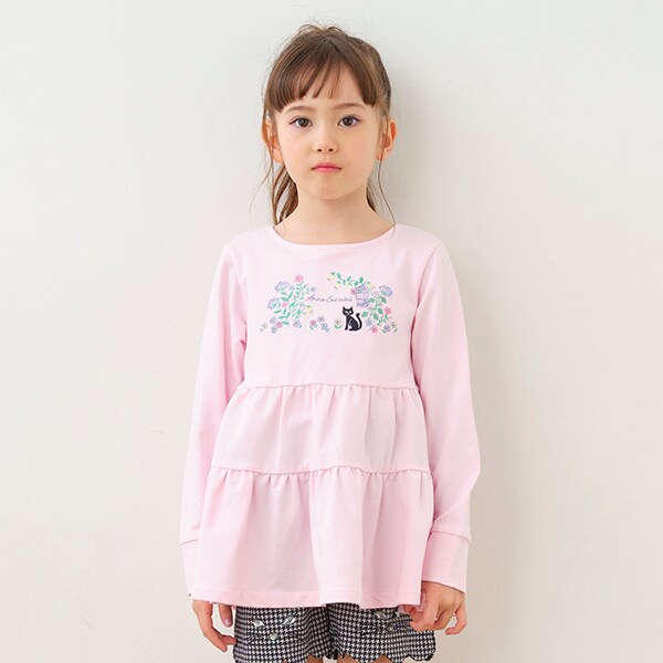 フラワー刺しゅうティアード長袖Tシャツ