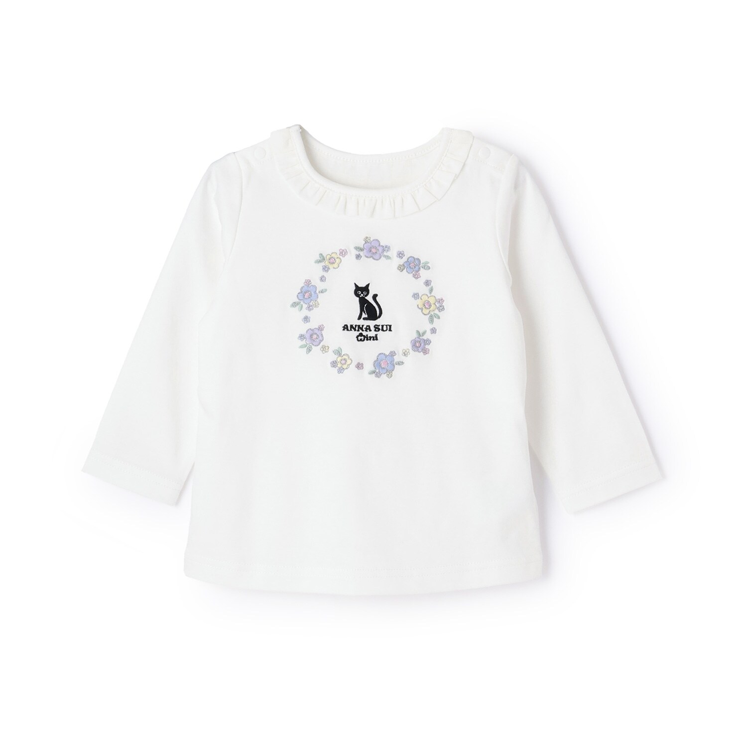 フラワー刺しゅう長袖Tシャツ