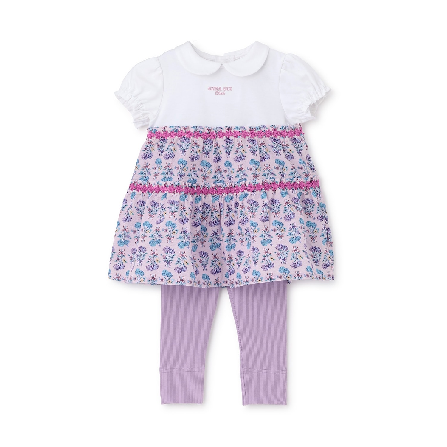 ブーケ花柄チュニック+スパッツ