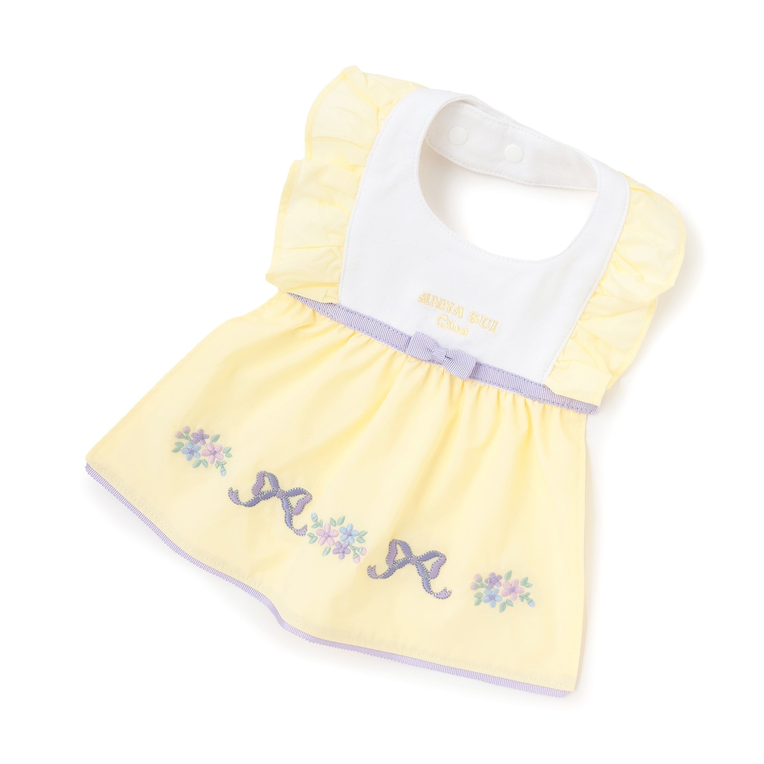 リボンお花刺しゅうスタイ