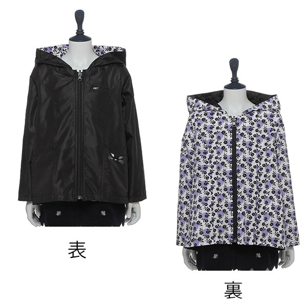 ANNASUI MINI ロングコート 130 ファー ビジュー 花柄 ネイビー ANNASUI MINI ロングコート 130 ファー ビジュー 花柄 ネイビー