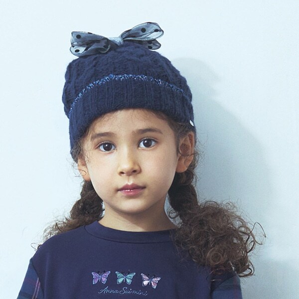 Narumiya Online ナルミヤ オンラインの公式通販サイトリボンニット帽 50 52cm 紺 キッズ