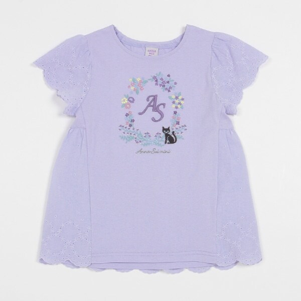 花リースネコ刺しゅうTシャツ