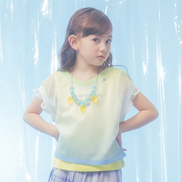 メッシュグラデーション半袖Tシャツ+タンクトップ(120cm