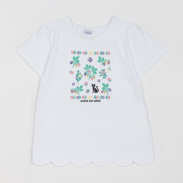 刺しゅう 裾スカラ半袖Tシャツ