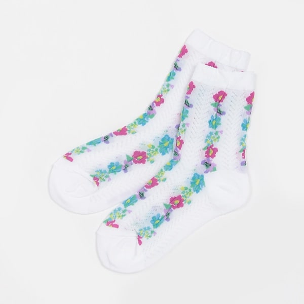 リゾート花柄クルーソックス【日本製】