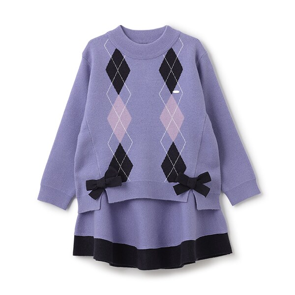 ❤アナスイミニ❤チェック柄ニットセットアップ チェックニットセットアップ(M(115-125㎝) サックス): キッズ