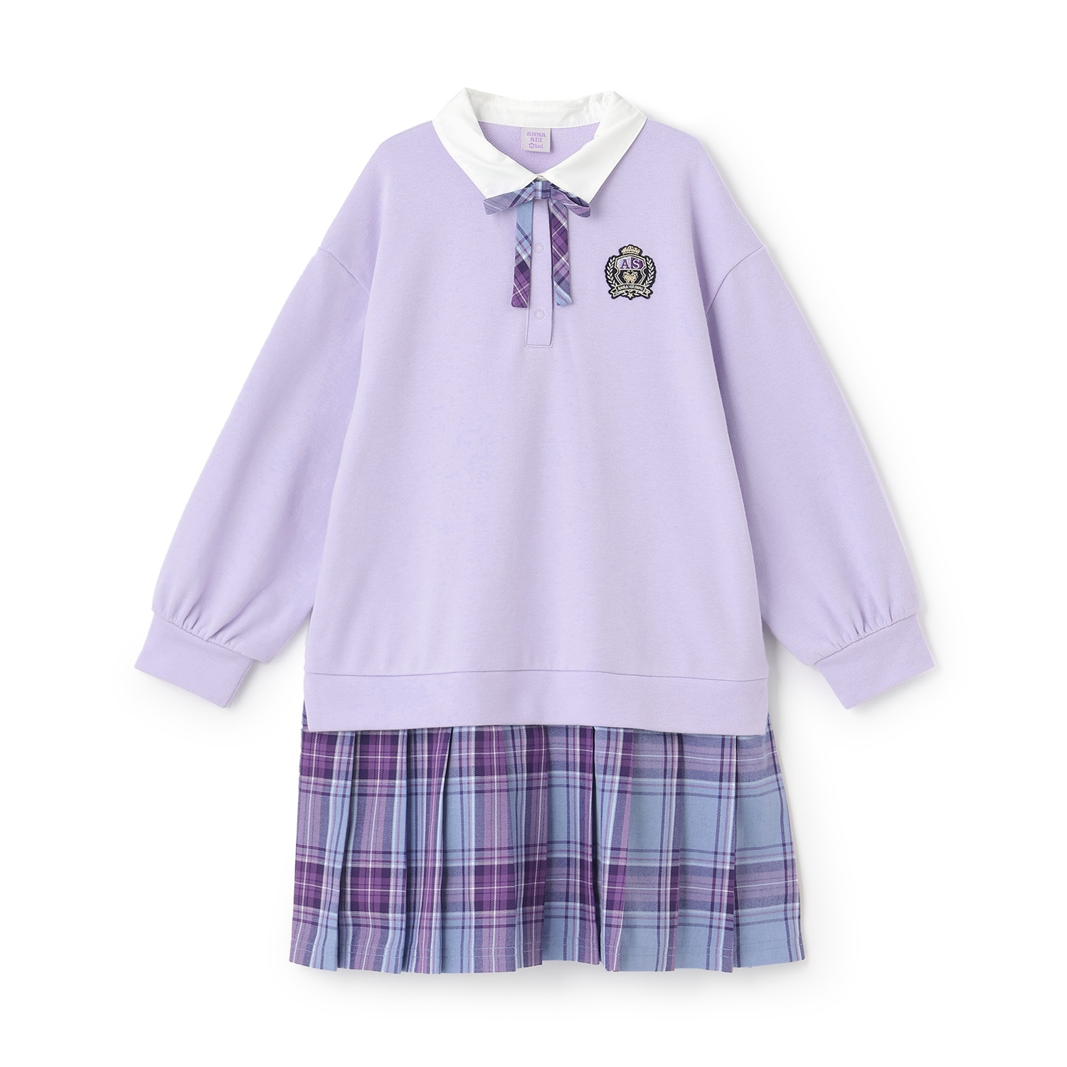 チェックレイヤード風ワンピース
