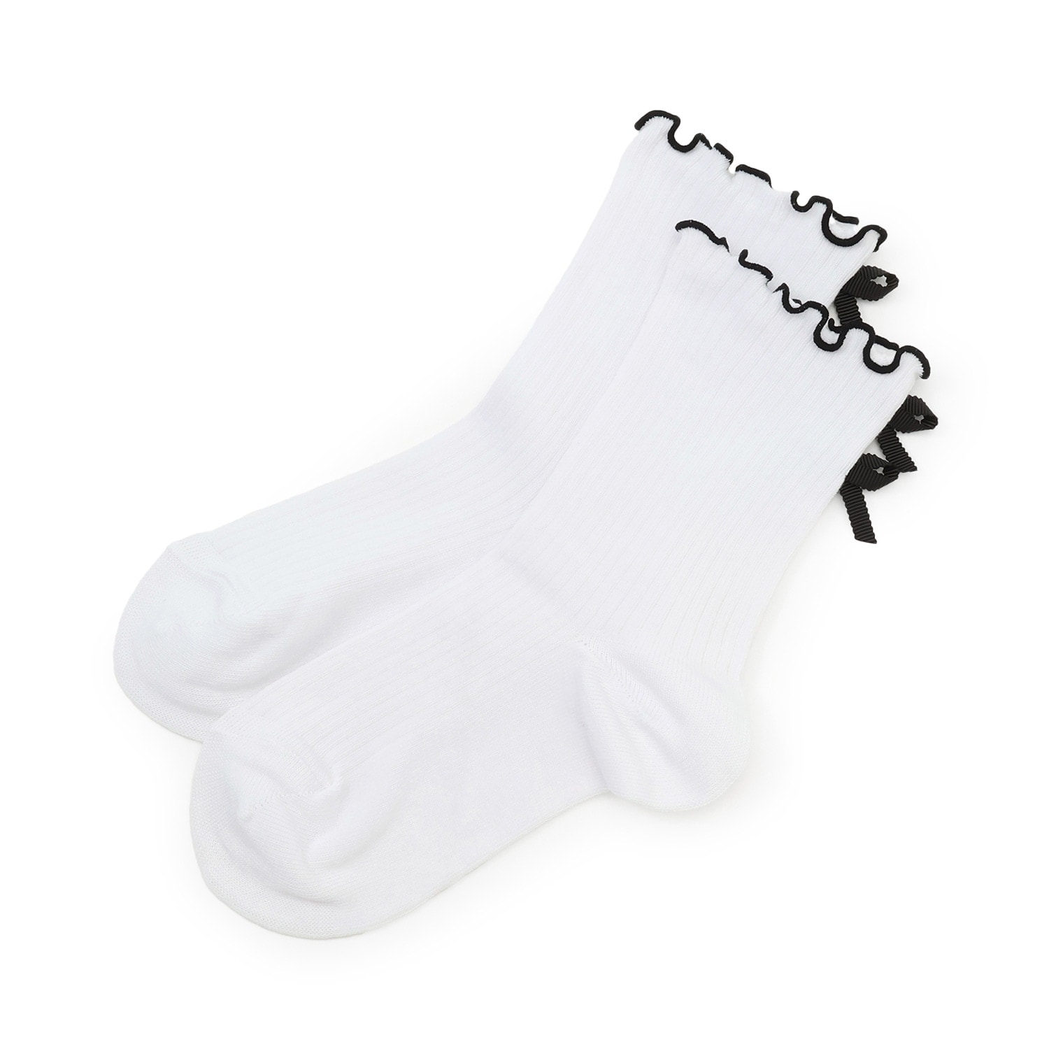 後リボンメロウロッククルーソックス