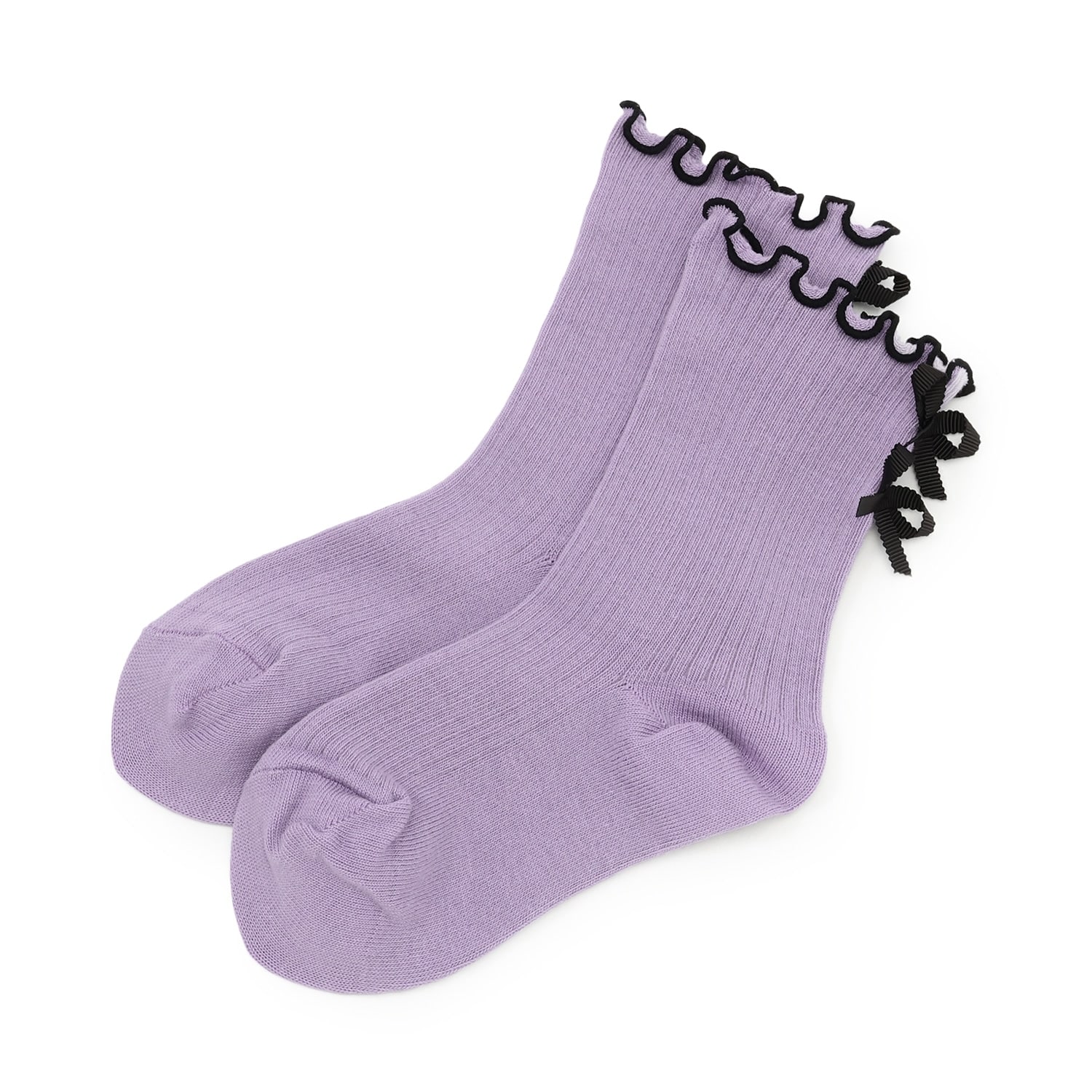 後リボンメロウロッククルーソックス