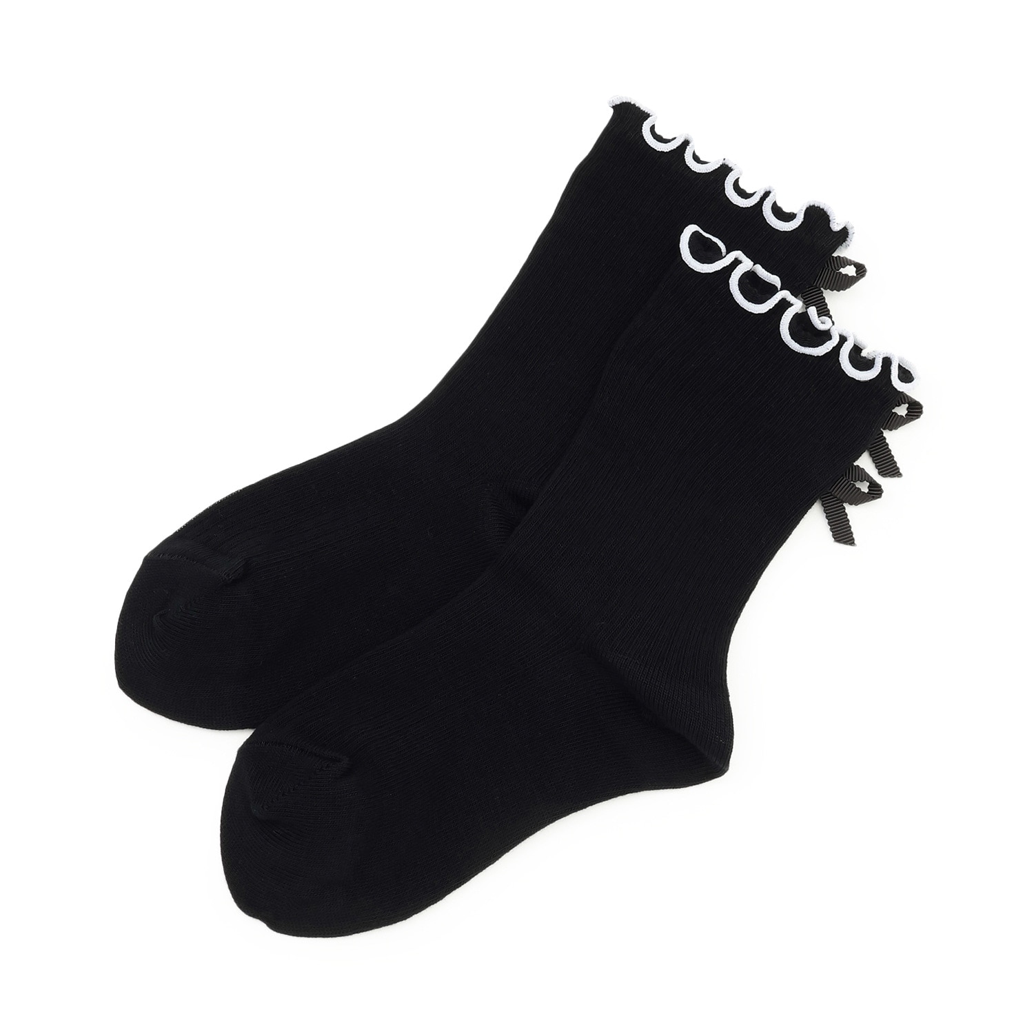 後リボンメロウロッククルーソックス