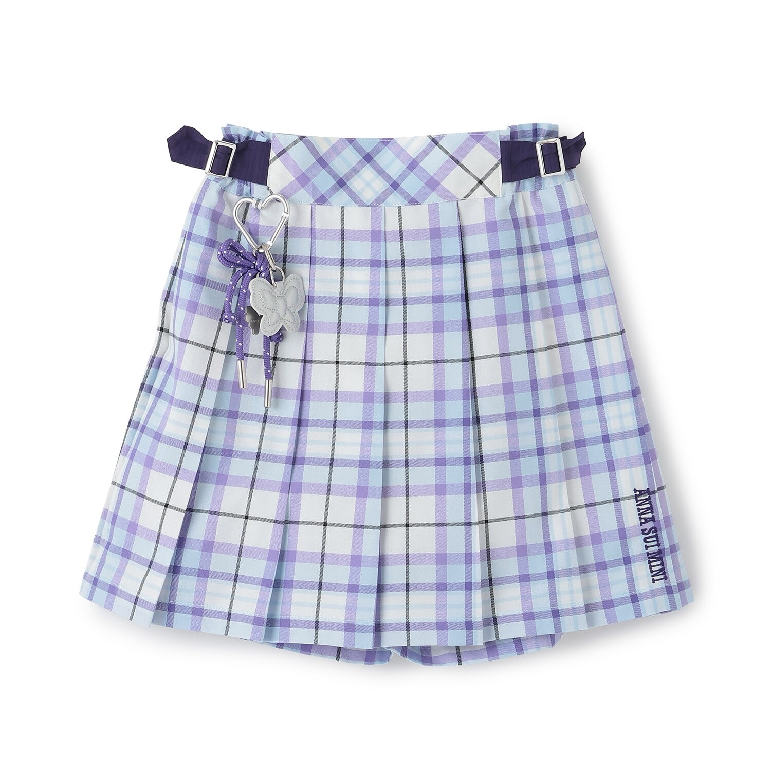 名品チャームつきチェックスカパン