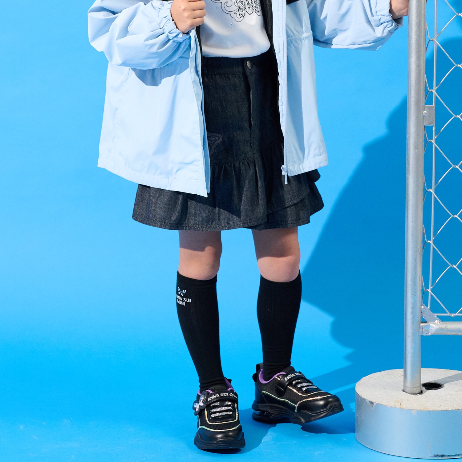 デニムスカート+1分丈スパッツ