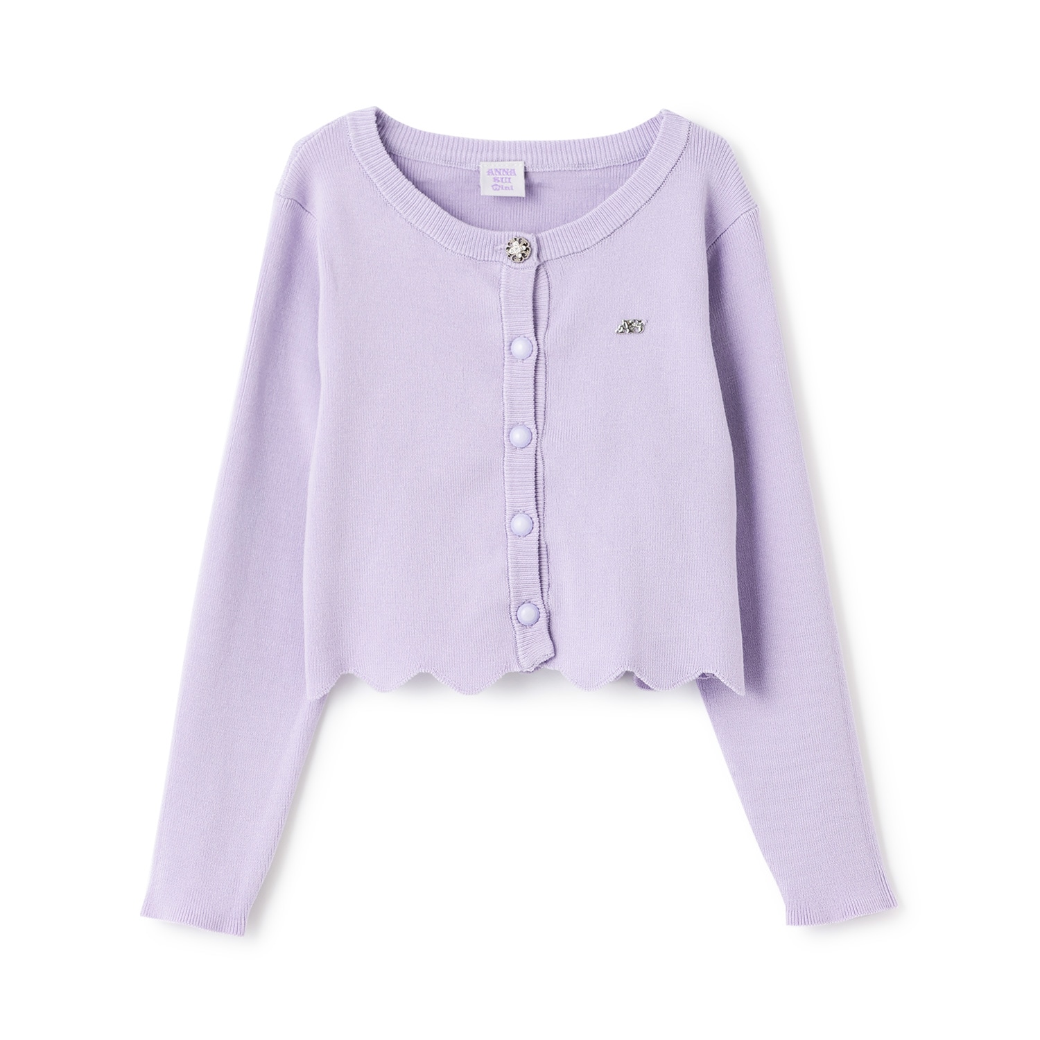 名品シルク混スカラップカーディガン