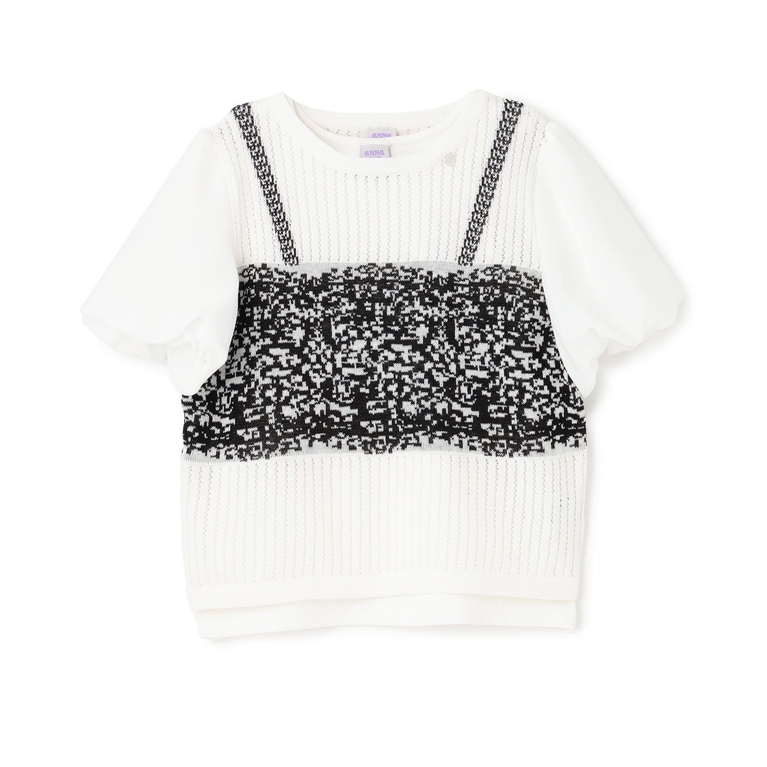 華やぎビスチェ風ニット+タンクトップ