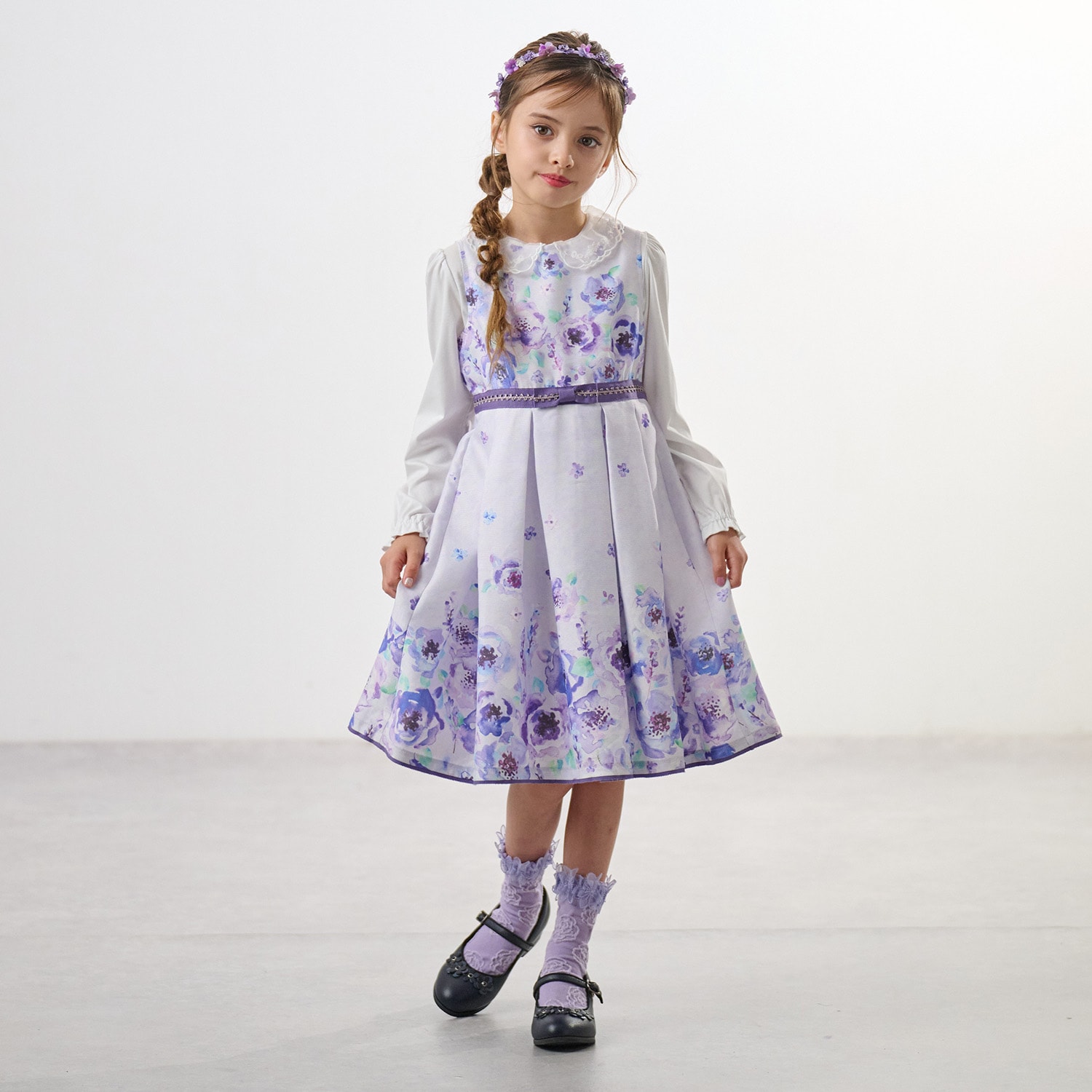 【ceremony】名品華やぎ水彩花柄ワンピース(日本製)