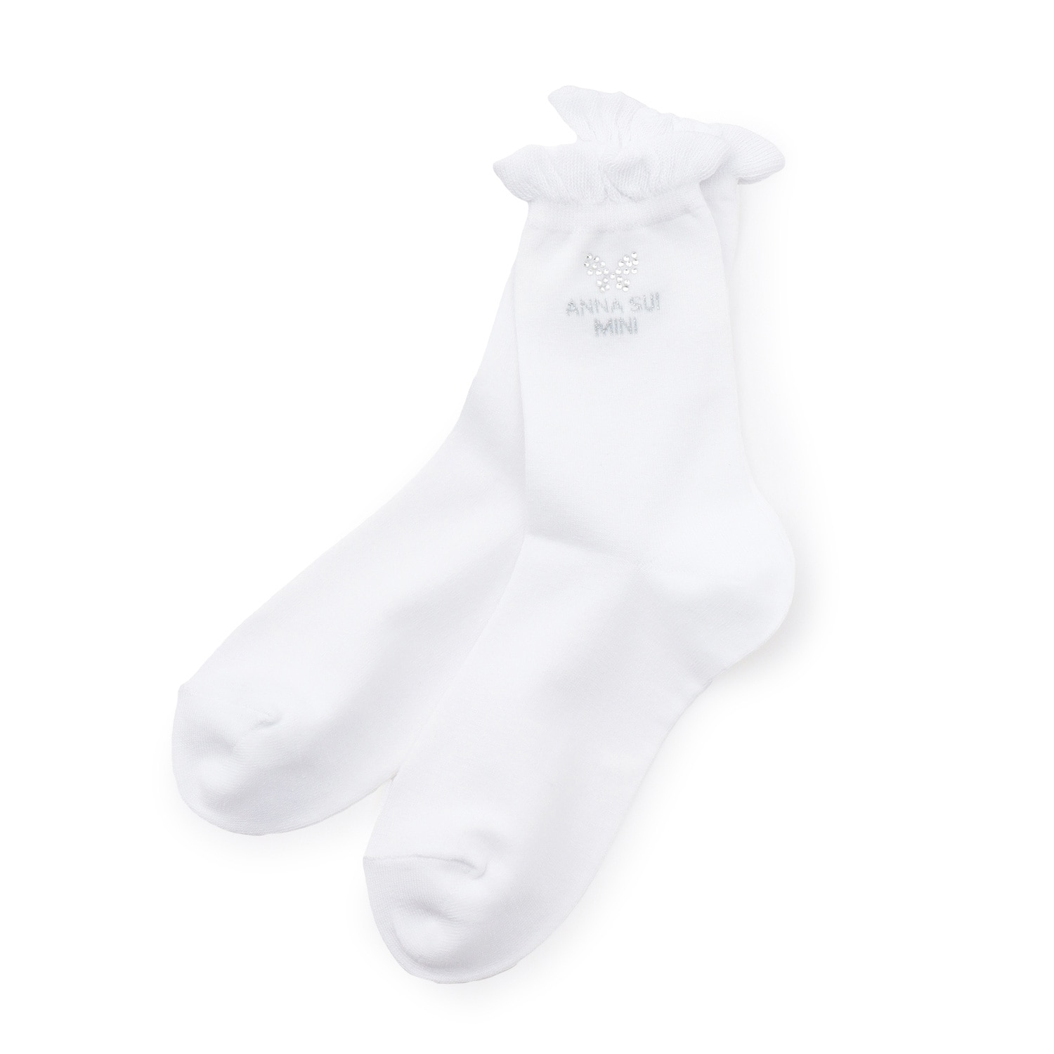 ラインストーンチョウクルーソックス