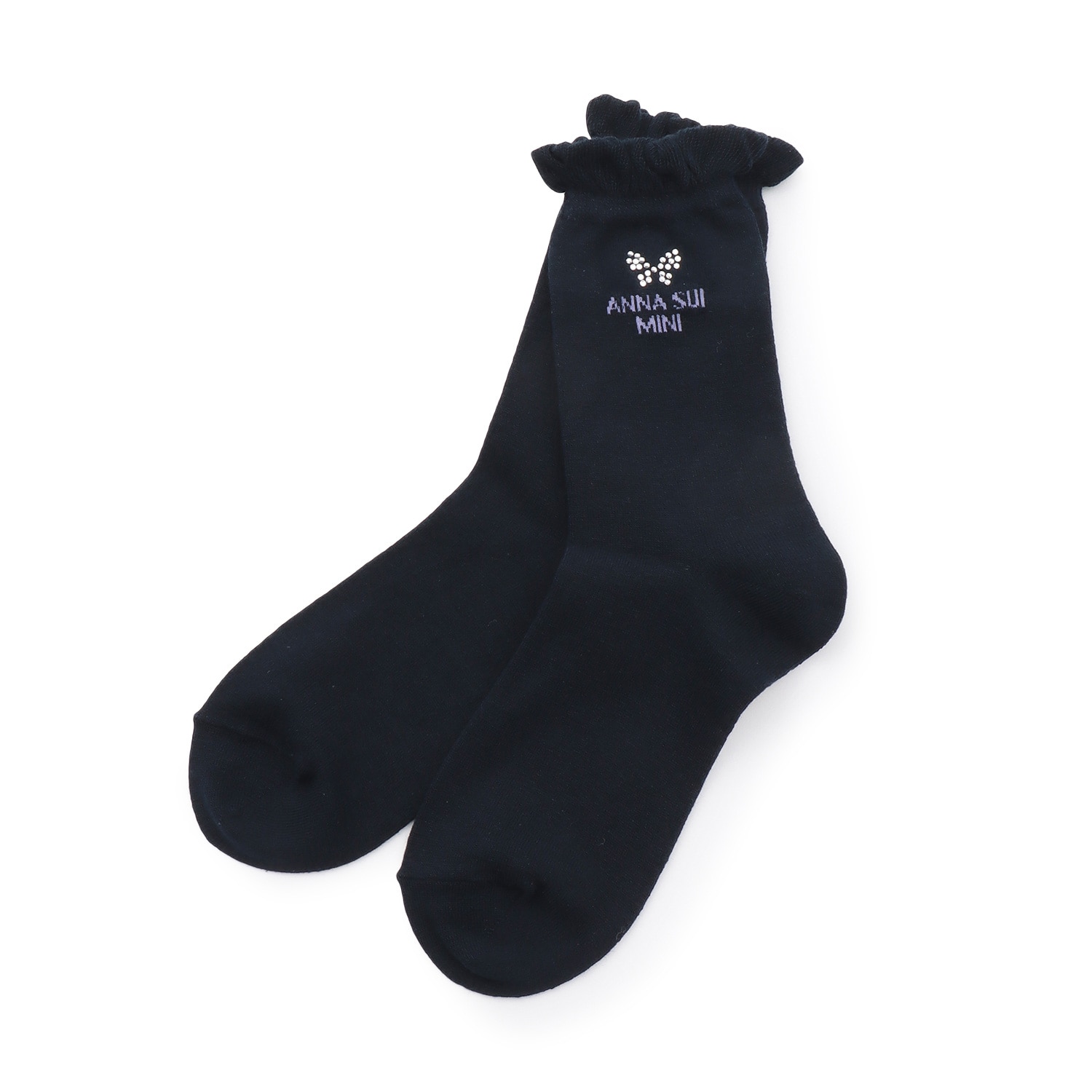 ラインストーンチョウクルーソックス