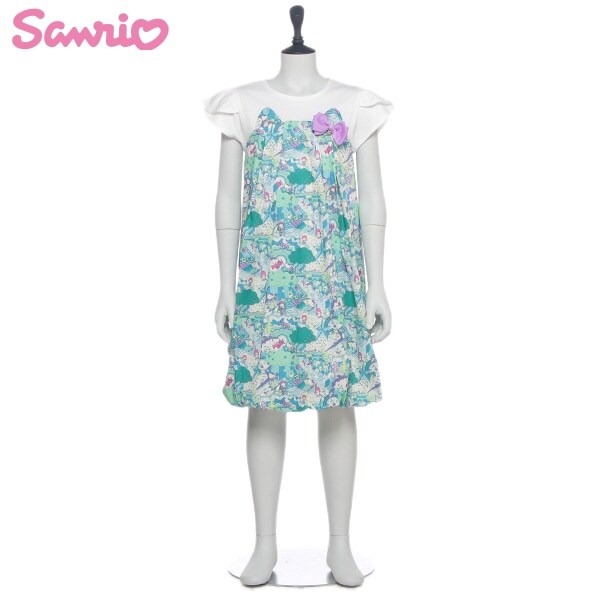 Narumiya Online ナルミヤ オンラインの公式通販サイト Sanrio X Liberty Fabrics 切り替え袖フリルワンピース 80 グリーン キッズ