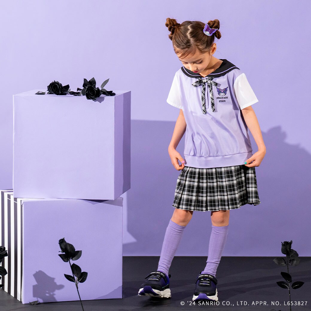 新品　ANNA SUI アナスイ　KUROMIクロミ　ドッキングワンピース　半袖 KUROMI】ドッキングワンピース(120cm ラベンダー): キッズ