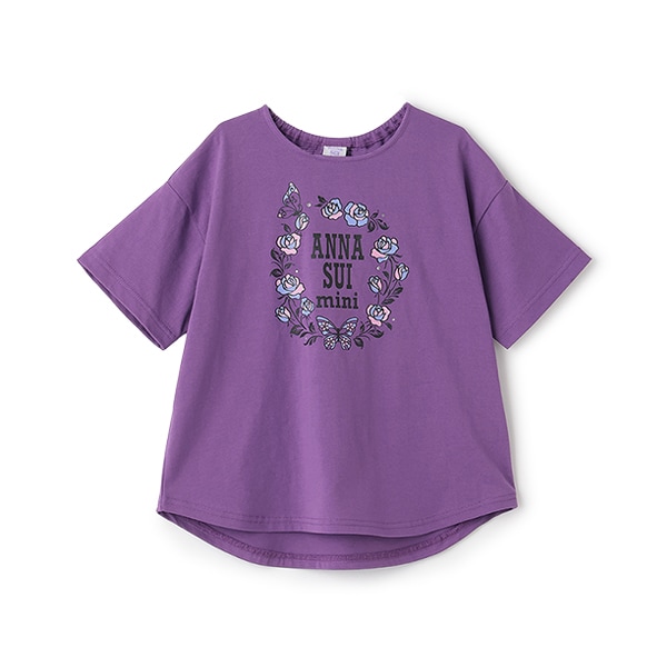 【新品】ANNA SUI ミニ　Tシャツ (100) GOODPRICE】ローズプリントTシャツ(M(115-125cm) ライト ブルー