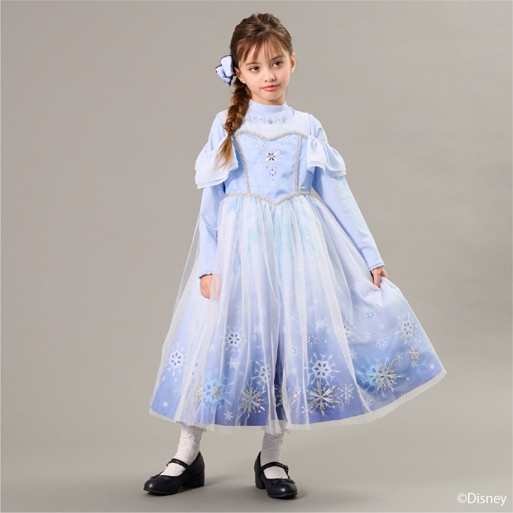 【Disney】エルサ/なりきり風ワンピース＋ハイネック長袖Tシャツ