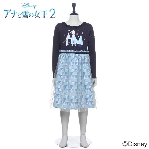 Narumiya Online ナルミヤ オンラインの公式通販サイト Disney アナと雪の女王2 デザイン チュールドッキングワンピース 90 紺 キッズ