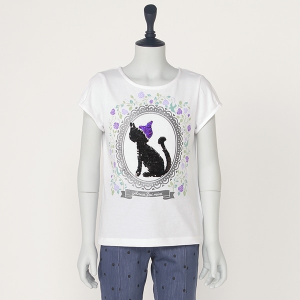 【リピート】【直営店で取り扱い無し】 スパンコール猫Tシャツ