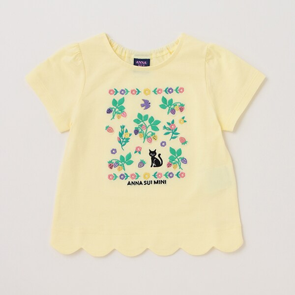 【リピート】【直営店で取り扱い無し】刺しゅう裾スカラ半袖Tシャツ