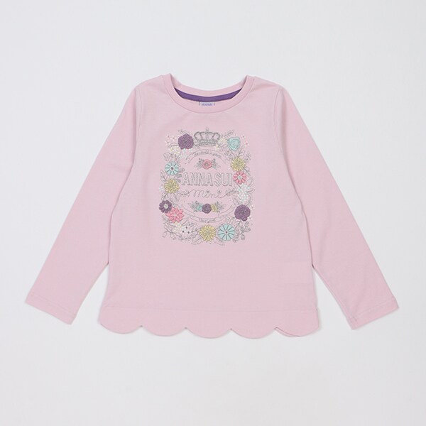 【人気商品再入荷】【直営店で取り扱い無し】ラメ刺しゅうスカラップ長袖Tシャツ