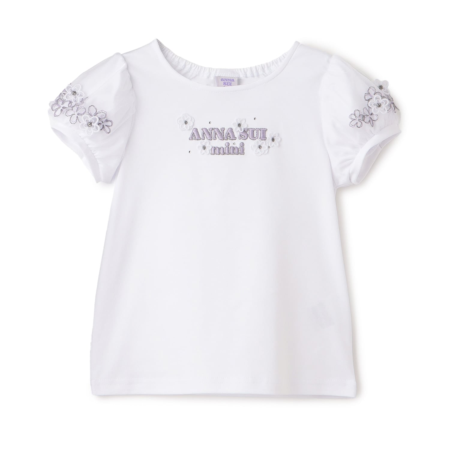 【人気商品再入荷】【直営店で取り扱い無し】袖チュール花ロゴ半袖Tシャツ