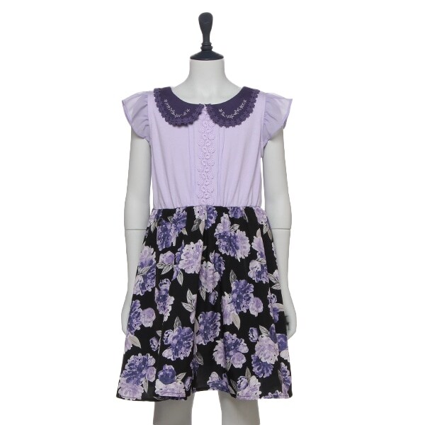 Narumiya Online ナルミヤ オンラインの公式通販サイト衿つき花柄ドッキングワンピース 80 エメラルド グリーン キッズ