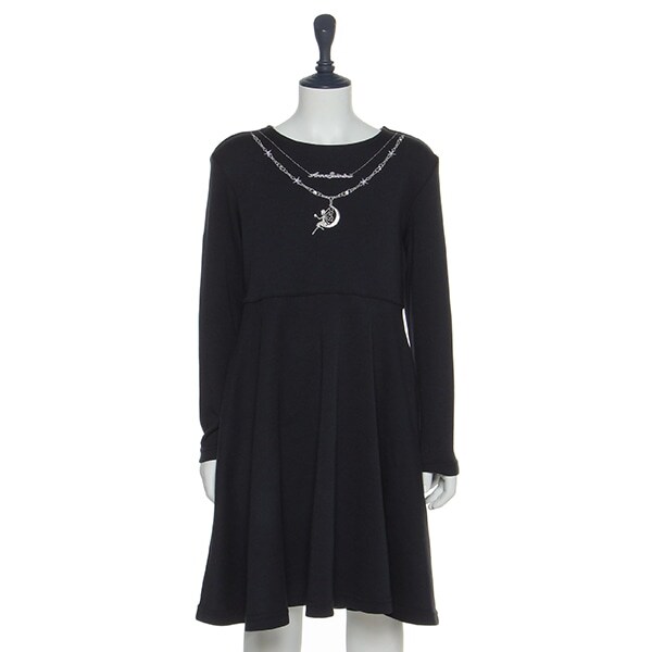 Narumiya Online ナルミヤ オンラインの公式通販サイト 4泊5日 アナスイミニ パーティー レンタル品 ネックレス刺しゅうカット ワンピース 90cm 紺 キッズ