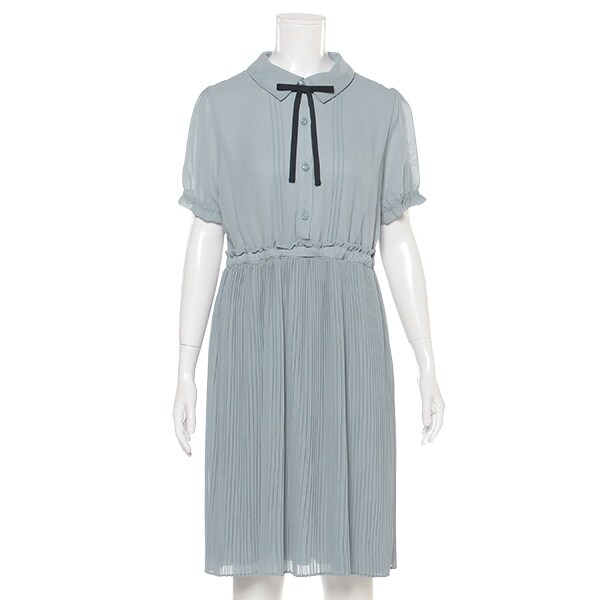 Narumiya Online ナルミヤ オンラインの公式通販サイト 4泊5日 ポンポネットジュニア 卒業 レンタル品 衿つきプリーツワンピース L 160 ブルー グレー ジュニア